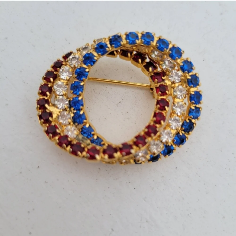 Patriotic Brooch Trio ~ Red, White & Blue ~ Flag, Apple, Circles ~ July 4th ~ US